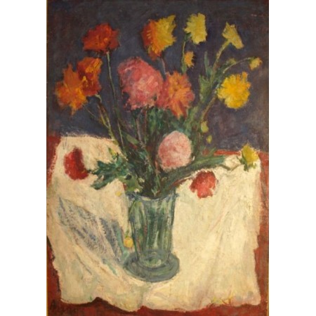 Dahlias in glass vase