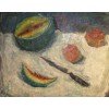 Melon, pomegranate and knife